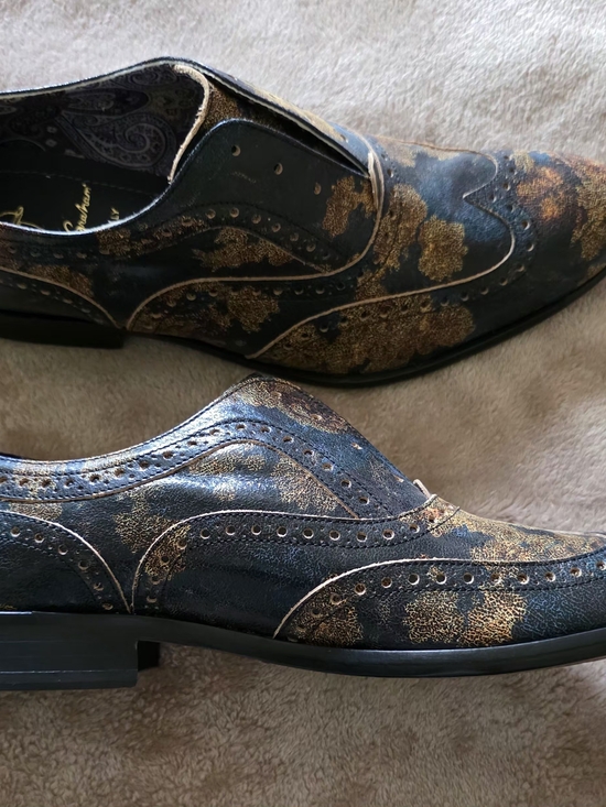 Robert Graham Men’s Black & Gold Brogue Leather Dress Shoes main image 9